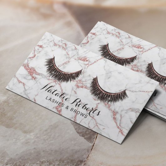 Lashes Makeup Artist Moderne Rose Goldmarmorsalon Visitenkarte