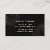 Lashes Makeup Artist Moderne Schwarz & Gold Floral Visitenkarte (Rückseite)