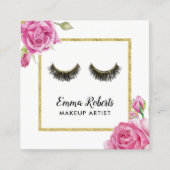 Lashes Makeup Artist Moderner Blumensalon Quadratische Visitenkarte (Vorderseite)