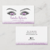 Lashes Makeup Artist Moderner Lila Glitzer Salon Visitenkarte (Vorne/Hinten)