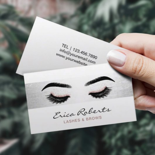 Lashes Makeup Artist Moderner Silberstreifen Visitenkarte