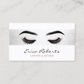 Lashes Makeup Artist Moderner Silberstreifen Visitenkarte (Vorderseite)