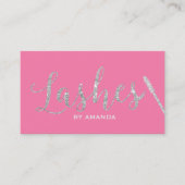 Lashes Makeup Artist Modernes Pink & Silver Visitenkarte (Vorderseite)