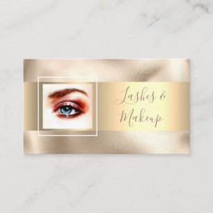 Lashes & Makeup Artist, Name/Foto, Gold/Gold Visitenkarte