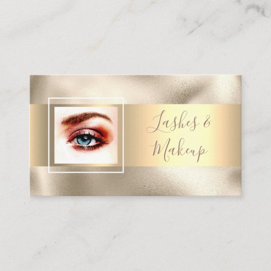 Lashes & Makeup Artist, Name/Foto, Gold/Gold Visitenkarte (Vorderseite)