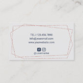 Lashes Makeup Artist Navy Blue Luxury Floral Salon Visitenkarte (Rückseite)