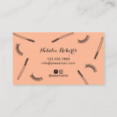 Lashes Makeup Artist Niedlich Eyelash Salon Peach Visitenkarte (Rückseite)