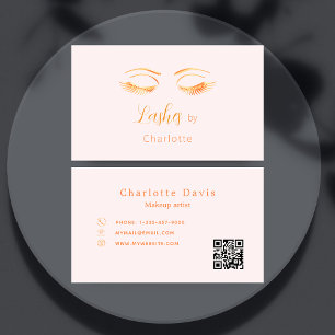 Lashes Makeup artist pink QR code Visitenkarte