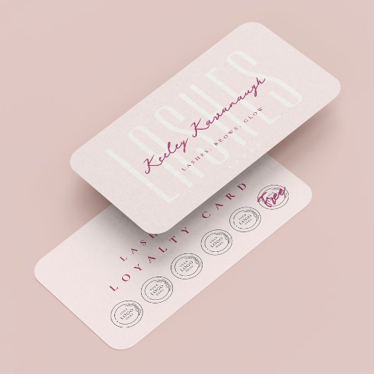 Lashes Makeup Artist Punch Pink Loyalty Card Visitenkarte