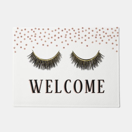 Lashes Makeup Artist Rose Gold Confetti Welcome Fußmatte (Vorderseite)