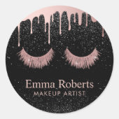 Lashes Makeup Artist Rose Gold Drilling Salon Runder Aufkleber (Vorderseite)