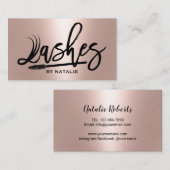 Lashes Makeup Artist Rose Gold Eyelash Typografie Visitenkarte (Vorne/Hinten)