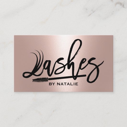 Lashes Makeup Artist Rose Gold Eyelash Typografie Visitenkarte (Vorderseite)