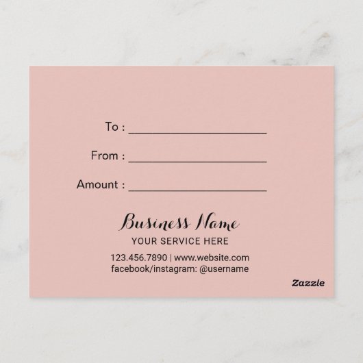 Lashes Makeup Artist Rose Gold Geschenkgutschein Postkarte (Rückseite)