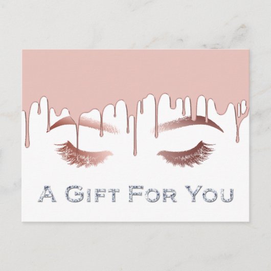 Lashes Makeup Artist Rose Gold Geschenkgutschein Postkarte (Vorderseite)