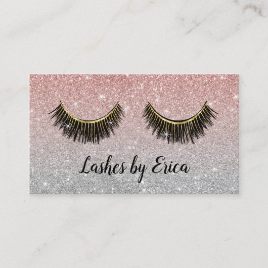 Lashes Makeup Artist Rose Gold Glitzer Loyalität Treuekarte (Vorderseite)