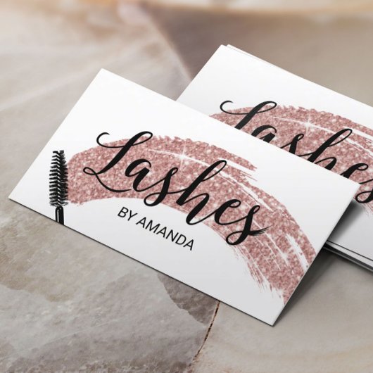 Lashes Makeup Artist Rose Gold Pinselstriche Visitenkarte