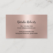 Lashes Makeup Artist Rose Gold Script Dusty Blue Visitenkarte (Rückseite)