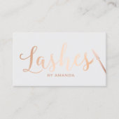 Lashes Makeup Artist Rose Gold Script Klasse Grau Visitenkarte (Vorderseite)