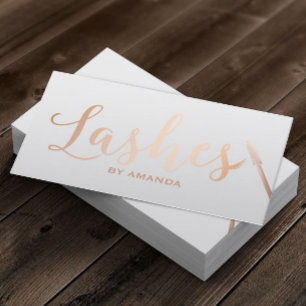 Lashes Makeup Artist Rose Gold Script Klasse Grau Visitenkarte