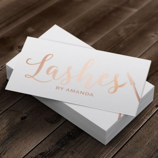 Lashes Makeup Artist Rose Gold Script Klasse Grau Visitenkarte