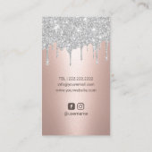 Lashes Makeup Artist Rose Gold Silver Tropfen Visitenkarte (Rückseite)