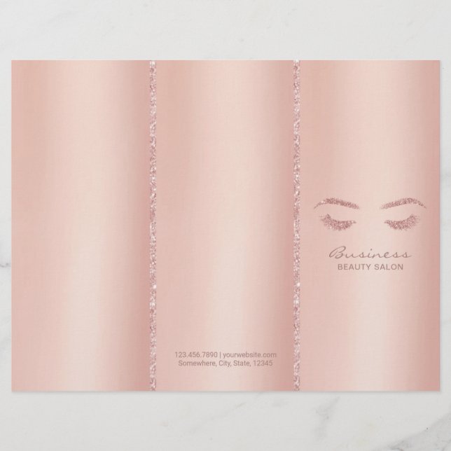 Lashes Makeup Artist Rose Gold Tri-Fold Bruchures (Vorderseite)