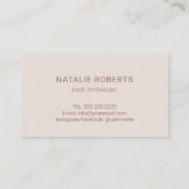 Lashes Makeup Artist Rose Gold Typografie Eyelash Visitenkarte (Rückseite)