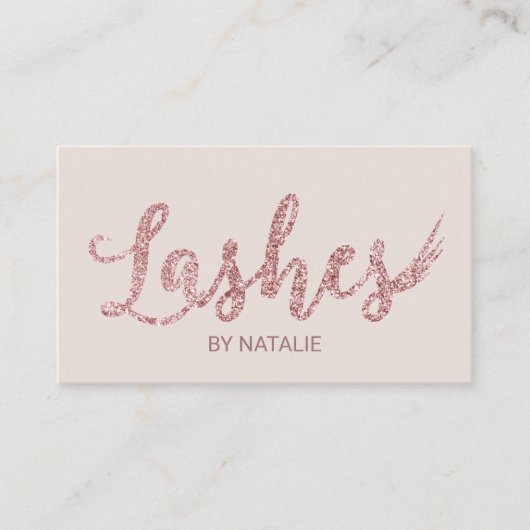 Lashes Makeup Artist Rose Gold Typografie Eyelash Visitenkarte (Vorderseite)