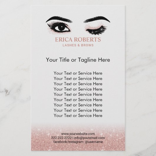 Lashes Makeup Artist Rose Gold Wink Augen Beauty Flyer (Vorne)