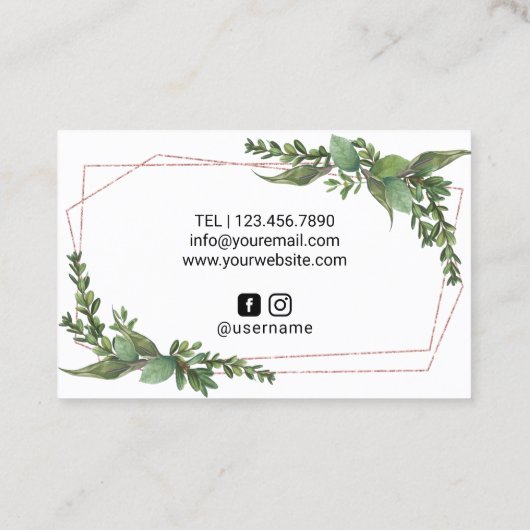 Lashes Makeup Artist Rose Goldene Geometrie Visitenkarte (Rückseite)