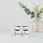 Lashes Makeup Artist Silver Glitzer Beauty Salon Visitenkarte (Stehend Vorderseite)