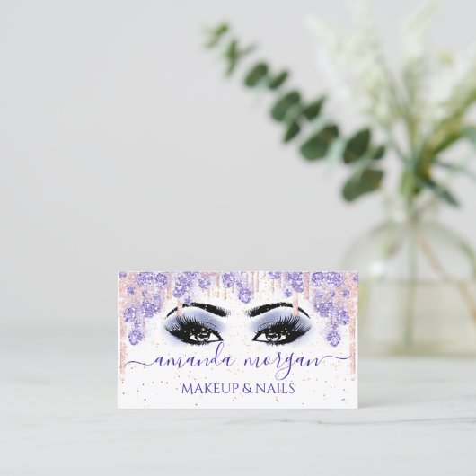 Lashes Makeup Artist Smoky Blue Visitenkarte (Stehend Vorderseite)