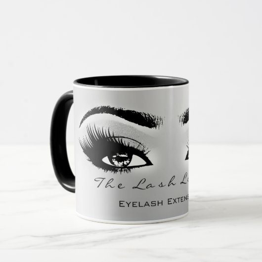 Lashes Makeup Artist Studio Silver Grau Tasse (Vorderseite Links)