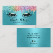 Lashes Makeup Artist Unicorn Tropfen Türkis Salon Visitenkarte (Vorne/Hinten)