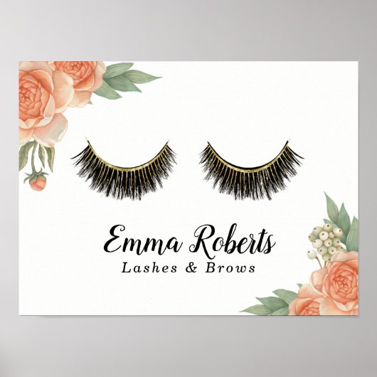 Lashes Makeup Artist Vintag Blumenbeauty Salon Poster (Vorne)