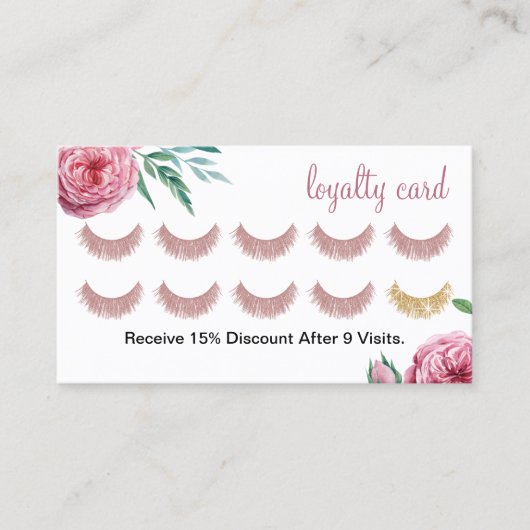 Lashes Makeup Artist Watercolor Blumenzwiebeln Treuekarte (Vorderseite)