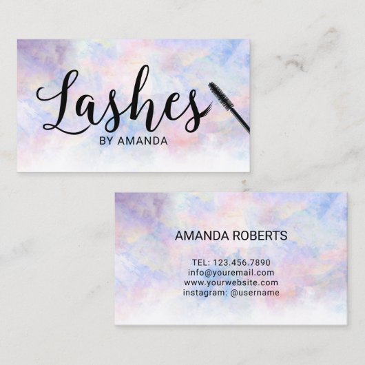 Lashes Makeup Artist Watercolor Lash Extension Visitenkarte (Vorne/Hinten)
