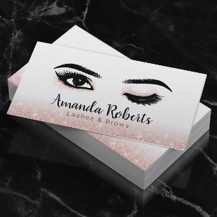 Lashes Makeup Artist Wink Eye Rose Gold Glitzer Visitenkarte