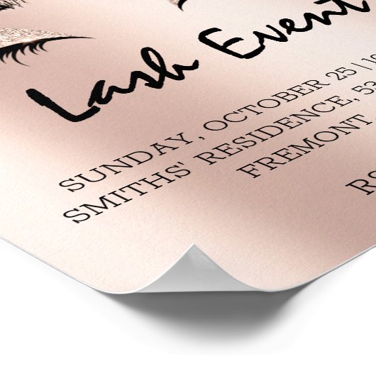 Lashes Makeup Beauty Treatment Event Rose Poster (Ecke)