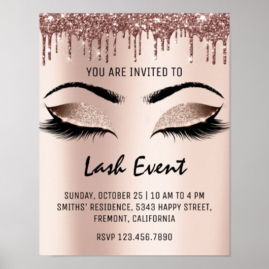 Lashes Makeup Beauty Treatment Event Tropfen Glitz Poster (Vorne)