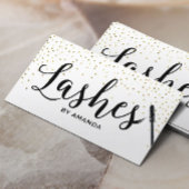 Lashes Makeup Classy Script Modern Gold Confetti Visitenkarte