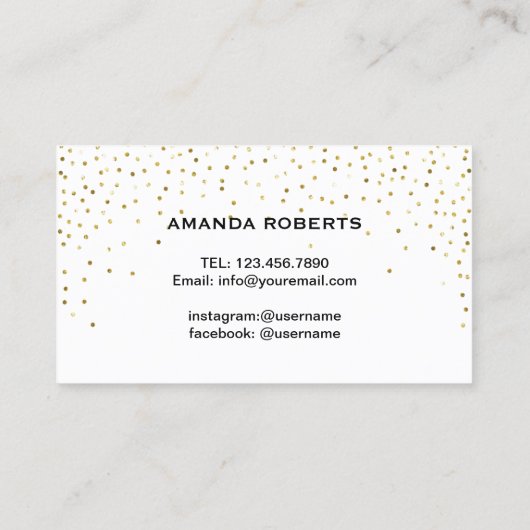 Lashes Makeup Classy Script Modern Gold Confetti Visitenkarte (Rückseite)