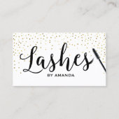 Lashes Makeup Classy Script Modern Gold Confetti Visitenkarte (Vorderseite)