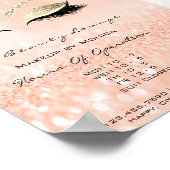 Lashes Makeup Glitzer Beauty Salon Peach Poster (Ecke)