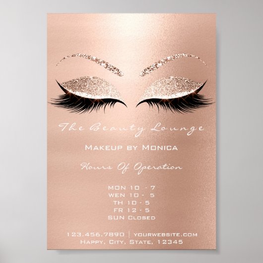Lashes Makeup Glitzer Beauty Salon Poster (Vorne)
