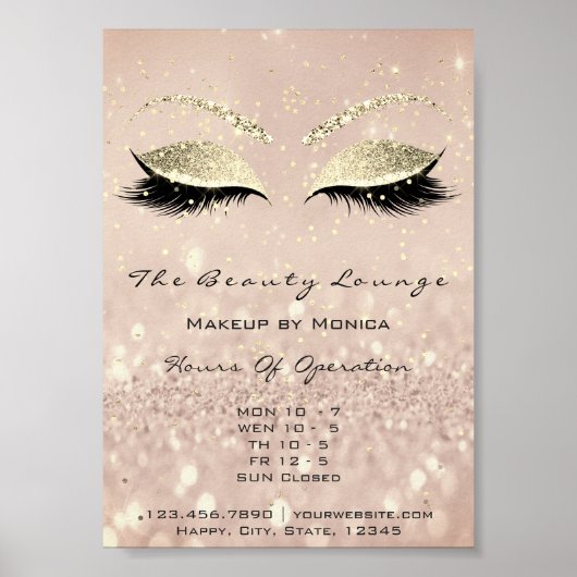 Lashes Makeup Glitzer Beauty Salon Skinny1 Poster (Vorne)