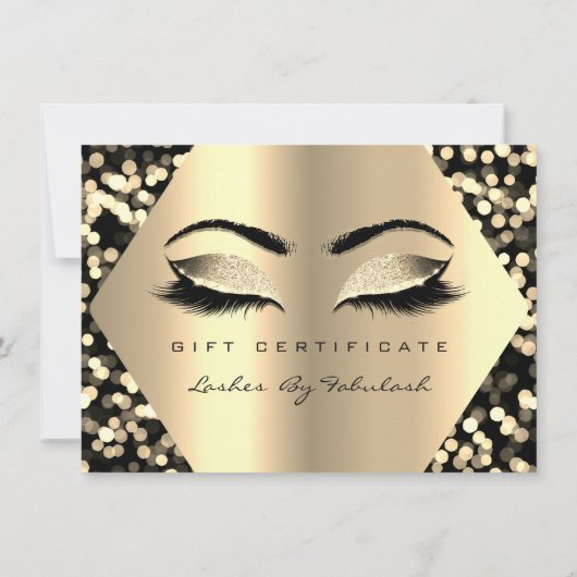 Lashes Makeup Gold Confetti Zertifikat Geschenk (Rückseite)