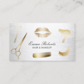 Lashes Makeup Haar Stylist Modernes Gold & Silber Visitenkarte (Vorderseite)