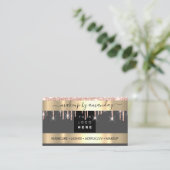 Lashes Makeup Nail Logo Glitzer Rose Gold Grau Visitenkarte (Stehend Vorderseite)